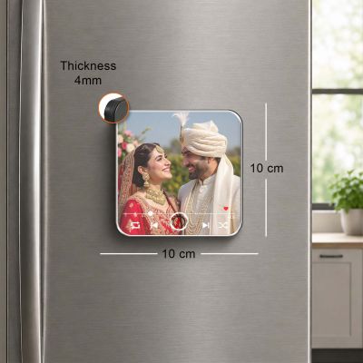 Personalized Custom Photo & Music Player Music Fridge Magnet for Husband Wife  Wedding Gift for Couples  Playable Music Rechargeable with On/Off Button